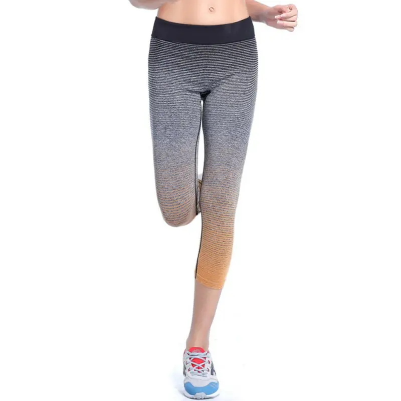 Orange Capri pants Спортивные Леггинсы для фитнеса, йоги, женские спортивные плотные леггинсы для йоги, штаны для йоги, женские штаны для бега, трико для женщин - Цвет: Orange Capri pants