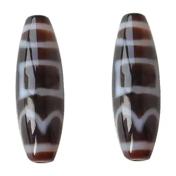 

1PC Natural Tibetan Dzi Beads For Making DIY Fashion Jewelry Oval sun earth water & two tone Grade AAA 12x38mm Hole:Approx 2mm