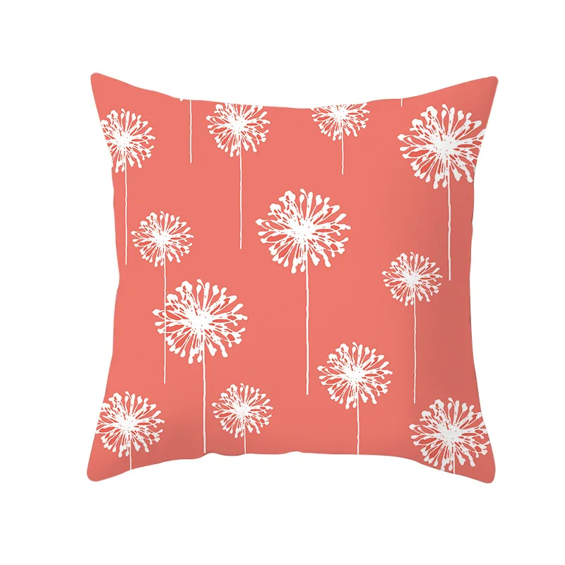 Lychee Coral Series Printed Pattern Pillow Cases Colorful Polyester Peachskin 45x45cm Pillow Cases For Bedroom Home Office