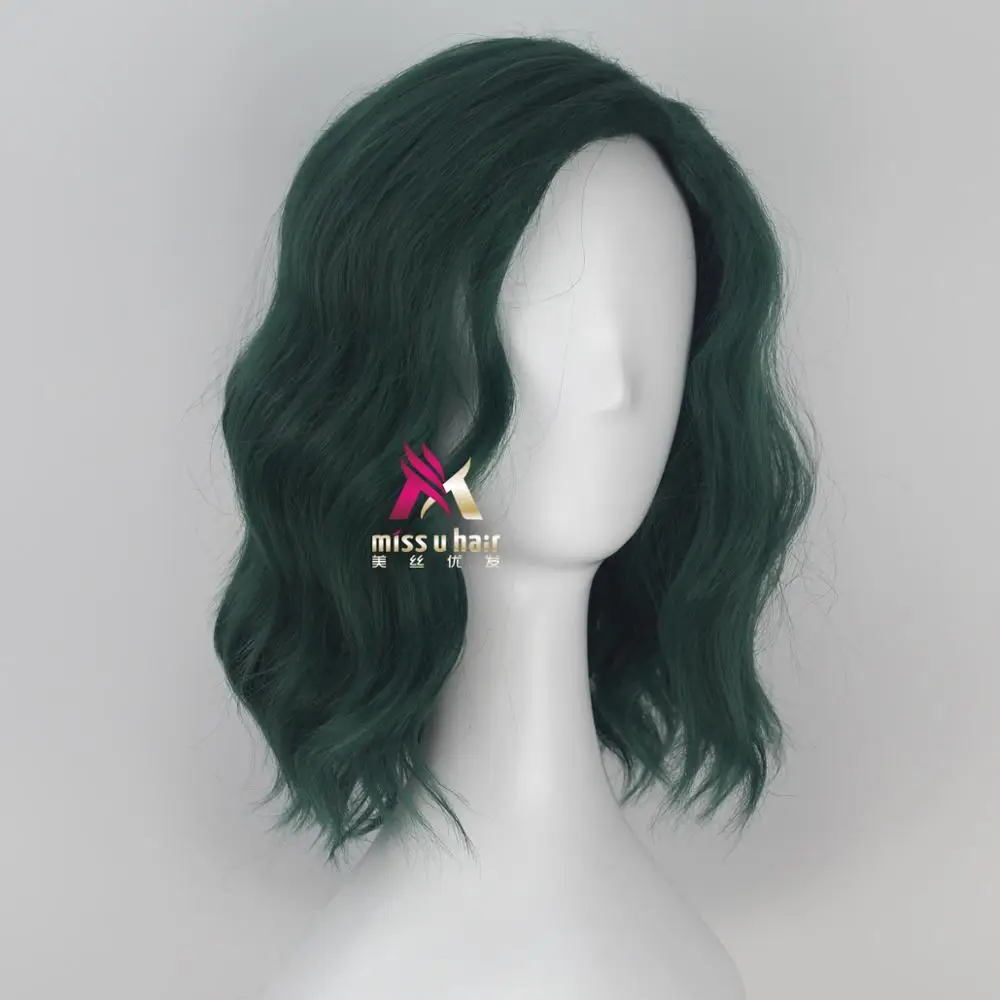 Miss U волосы синтетические короткие волнистые серый белый темно-зеленый парик для взрослых косплей парик женские вечерние парики на Хэллоуин