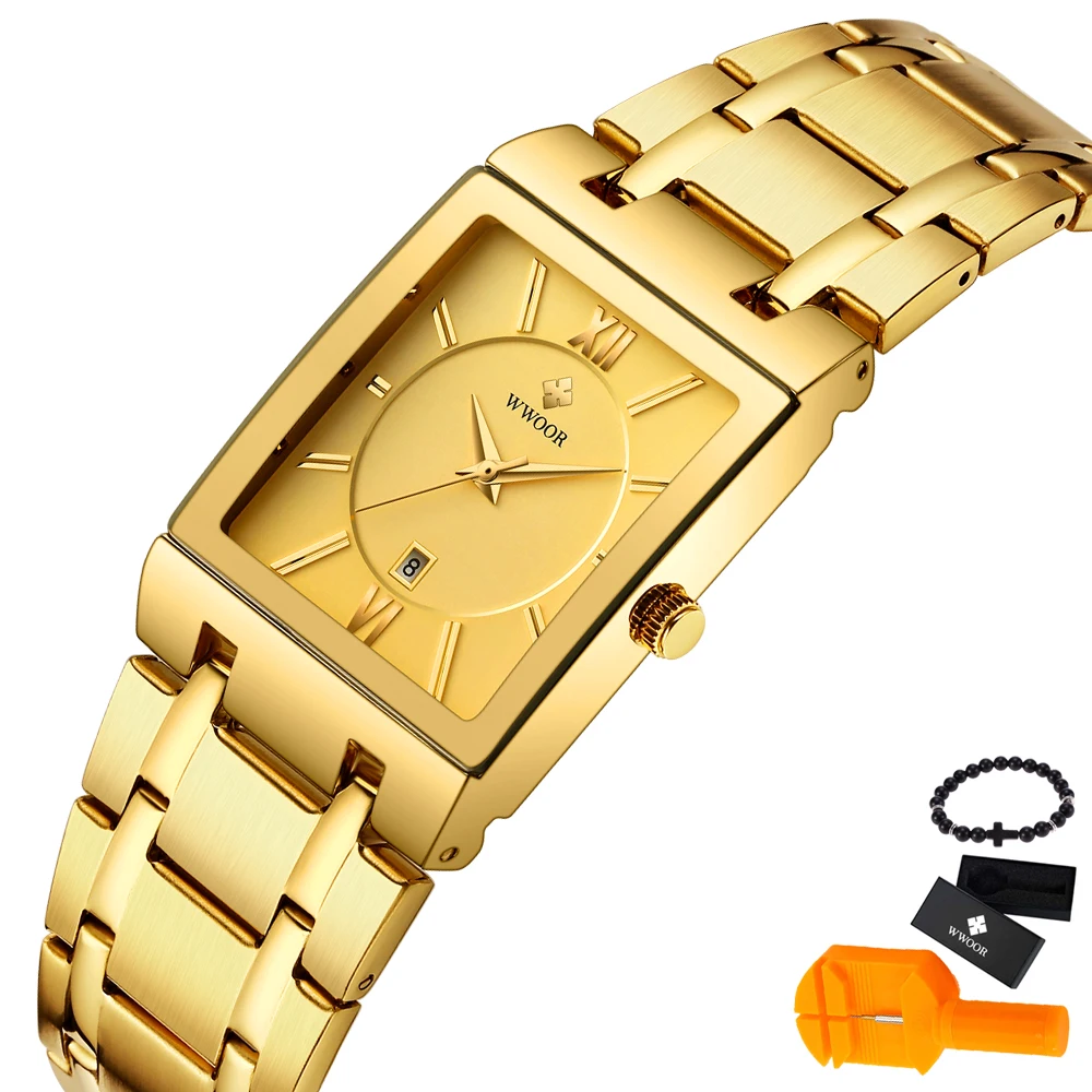 Мужские часы WWOOR Relogio Masculino Relojes 2019 золотые мужские роскошные спортивные кварцевые