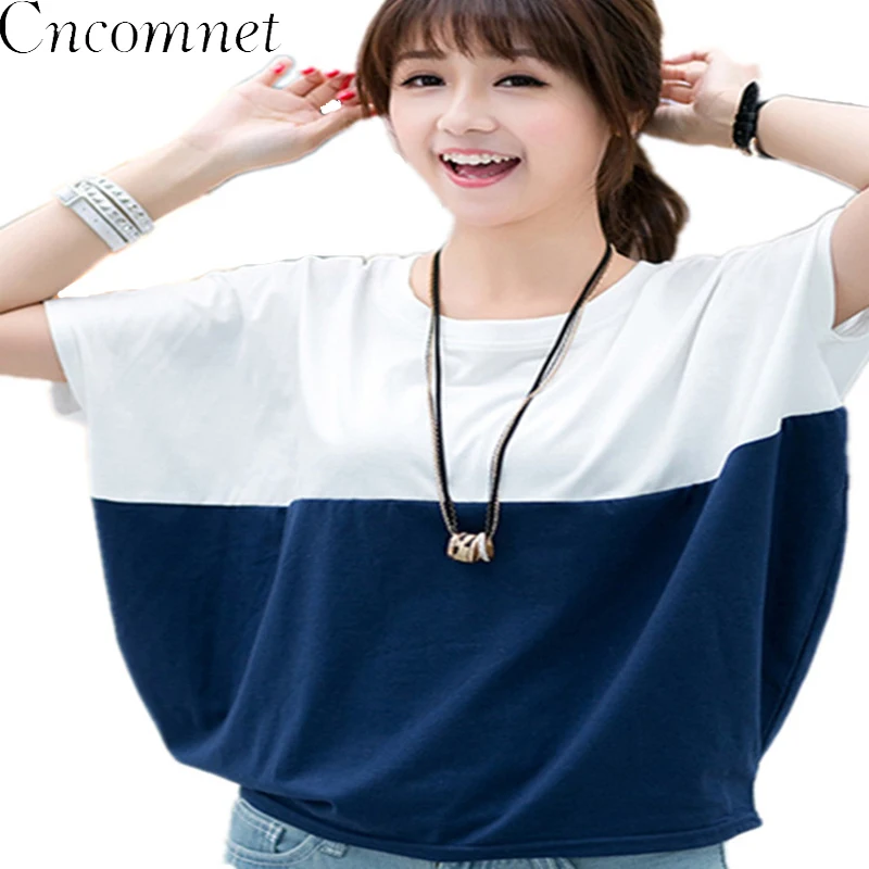 

Korean Summer Coat Large Size Women Loose BianFuShan Ladies T-shirt Fat MM Student Summer Girl T-shirt Tide Bat Shirt