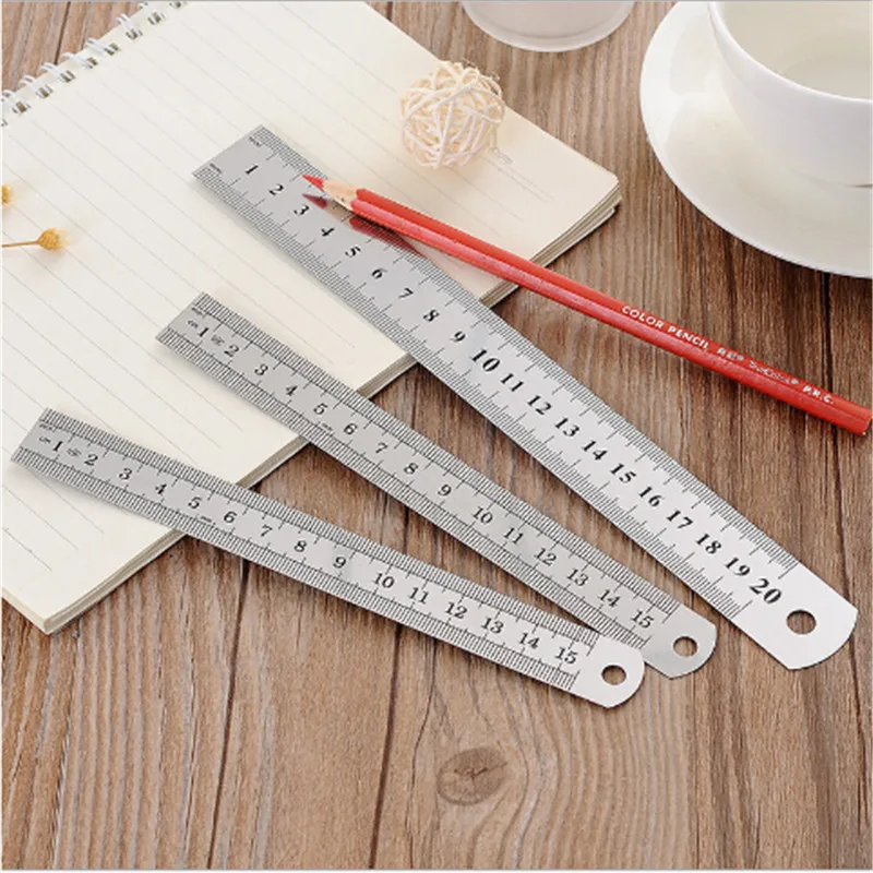 30 cm Stainless Steel Measuring Straight Ruler Metric Silver Double