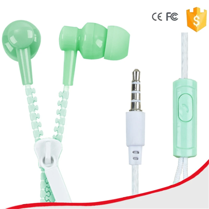 XUSHIWEI Colorful New Zipper Earphones New Arrival earsets 3.5mm In Ear