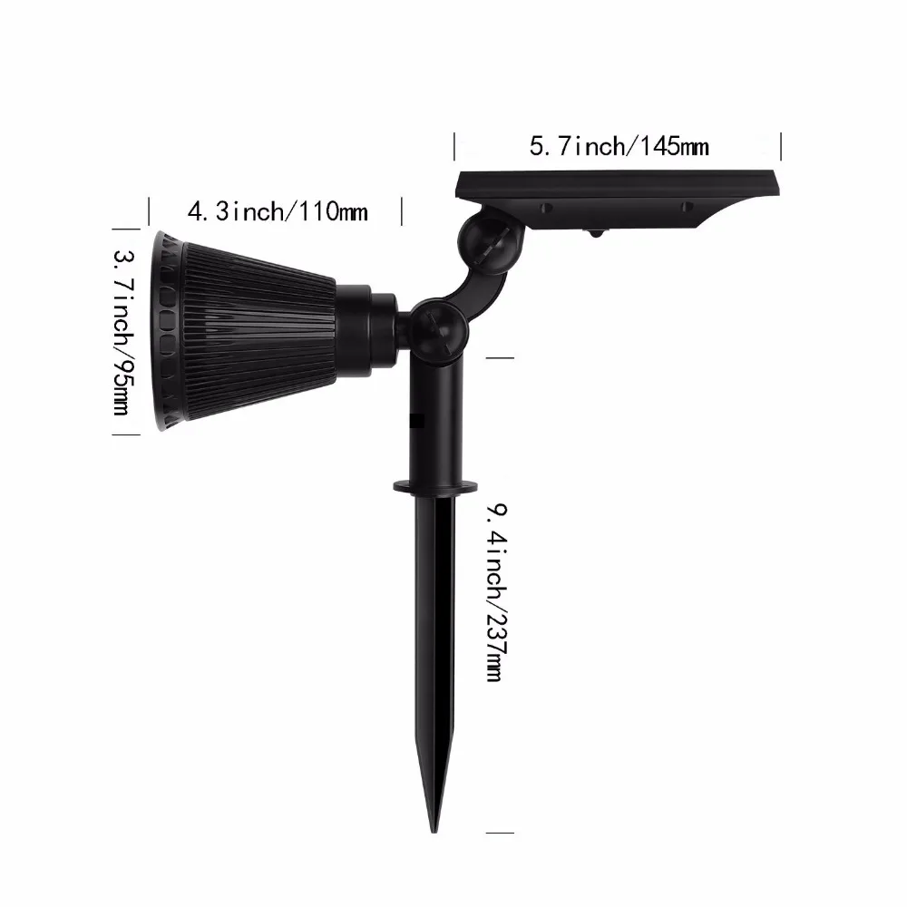 Solares à Prova Iluminação de Segurança ao ar T-sunrise Solar Spotlight Paisagem Luzes d' Água Ip65 Graden Livre Ajustável 6000 k Branco Frio 6 High Quality Luzes e Iluminação