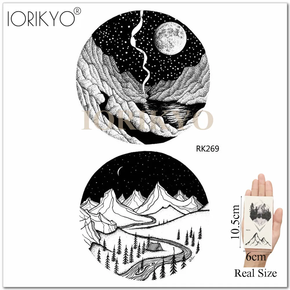 IORIKYO мужские черные треугольные морские волнистые тату наклейки для женщин