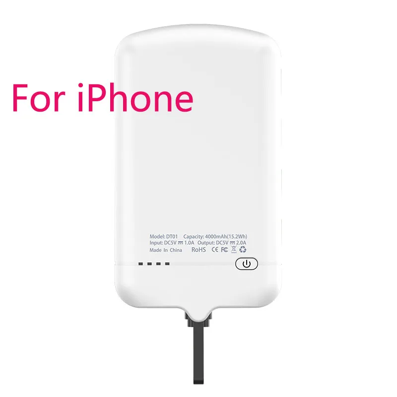 Для iPhone 6 7 8 Plus X 4000 мАч внешний чехол-батарея для телефона Мощность банка для samsung S8 S9 huawei LG Xiaomi батарея Charging Cover - Цвет: for iphone  white