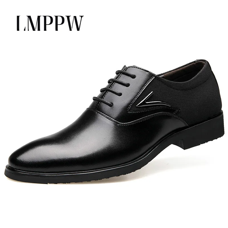 

2019 Leather Casual Men Shoes Fashion Men Flats Italian Style Men Dress Formal Shoes Wedding Oxfords Black Brown Zapatos Hombre