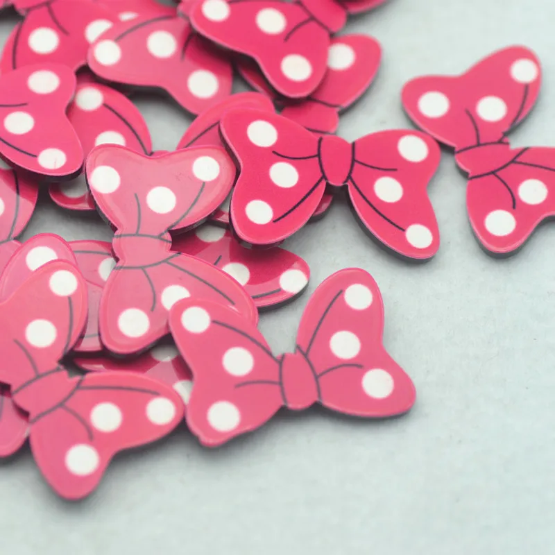 

23mm*34mm Rose Red Dotted Resin Planar Bows 30PCS/Pack Free Shipping