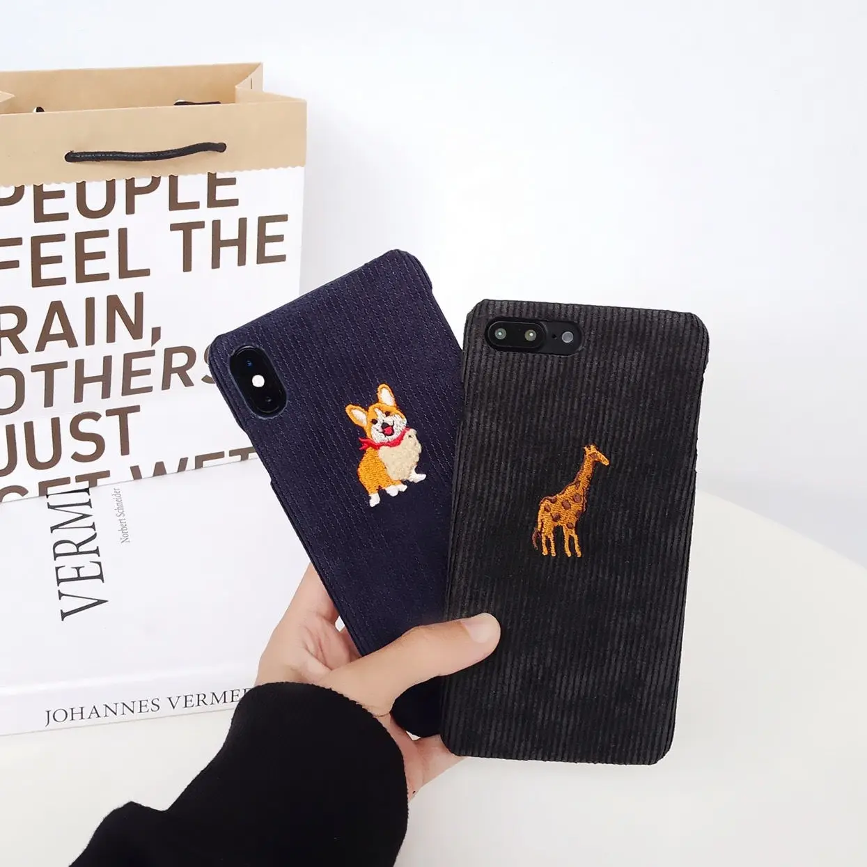 Зимний тканевый чехол для телефона iPhone 6 6S 7 8 Plus милый жираф кролик собака с