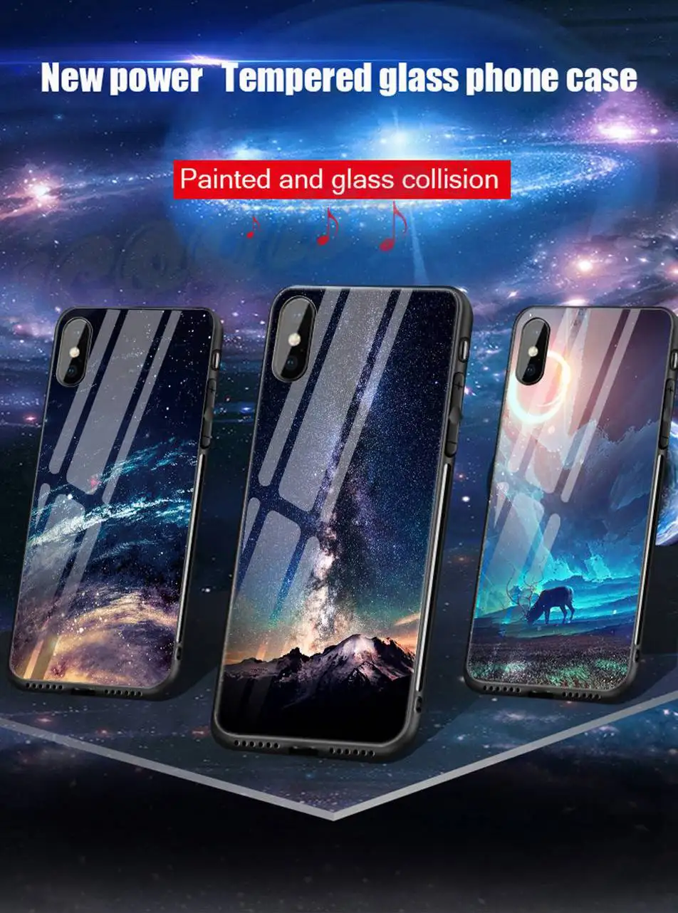 Tempered Glass Case For iPhone X iPhone 8 Plus Case Luxury Space Phone Cover for iPhone 8 6 6s 7 x 8plus Cases for iPhone 7 Plus (1)