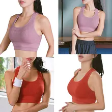 Обувь с дышащей сеткой спортивный бюстгальтер Топ Для женщин выдалбливают Крест противоударный Push Up Йога Бюстгальтеры для Фитнес работает тренажерный зал жилет Новые
