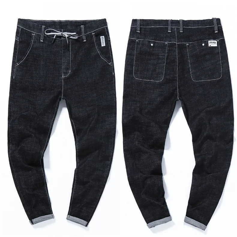 Весна Новые мужские джинсы Harlan высокого качества модные повседневные эластичные брюки Мужская брендовая одежда плюс размер 40 42 44 46 - Цвет: Черный