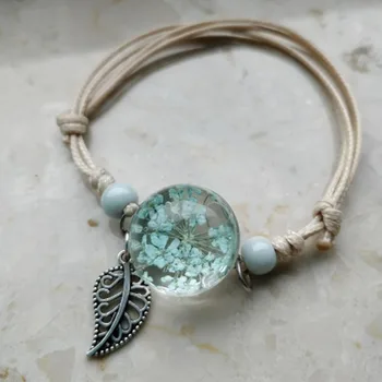 Boho Vintage Charm Bracelet Crystal Glass Ball Charm Bracelet Women Weave Multilayer Leather Bracelet Lucky Leaf Clover Flower Boho Vintage Charm Bracelet Crystal Glass Ball Charm Bracelet Women Weave Multilayer Leather Bracelet Lucky Leaf Clover Flower