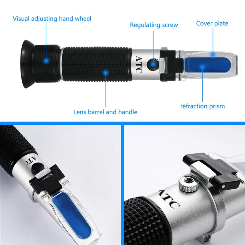 Refractometer Beer Brix Wort Sugar Alcohol 0~32%1.000~1.120 SG Specific Gravity Handheld Tool Hydrometer