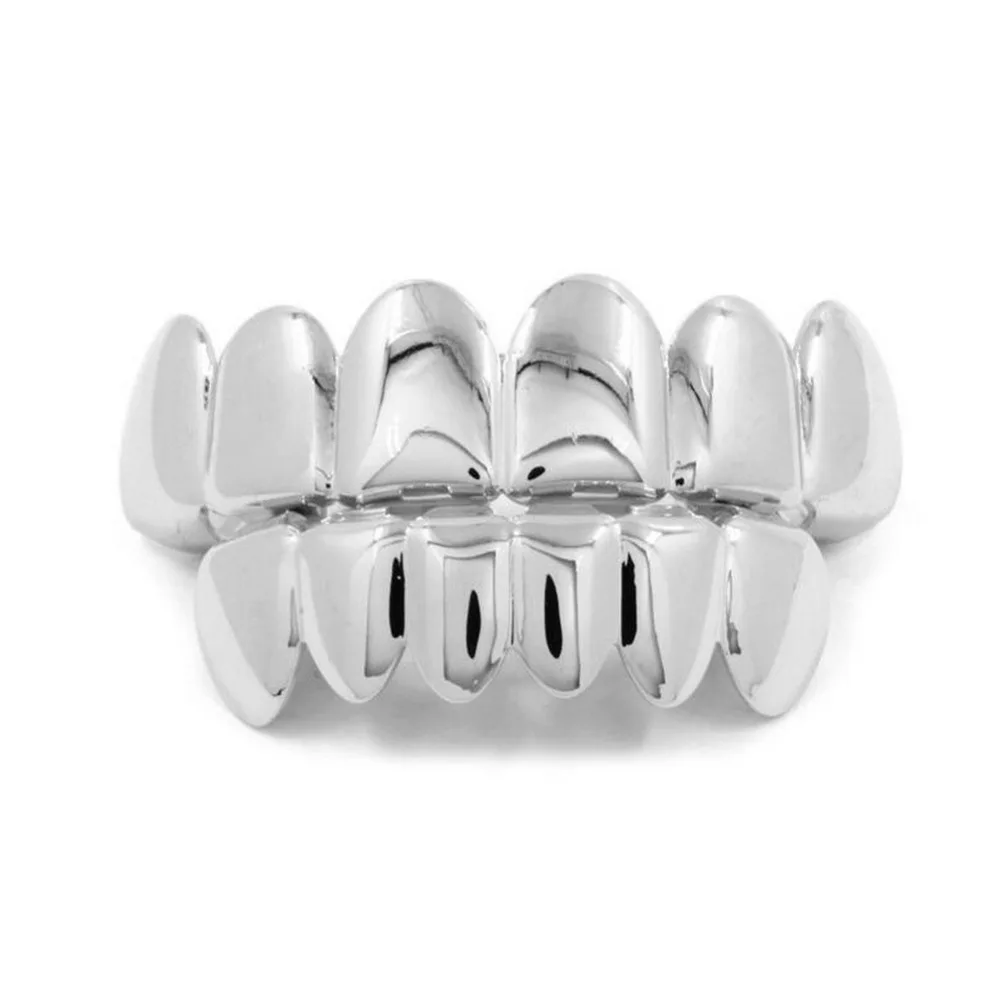 3-Hip Hop Gold Teeth Grillz Top & Bottom Grills Dental Mouth Punk Teeth Caps Cosplay Party Tooth Rapper Jewelry Gift T8N002W