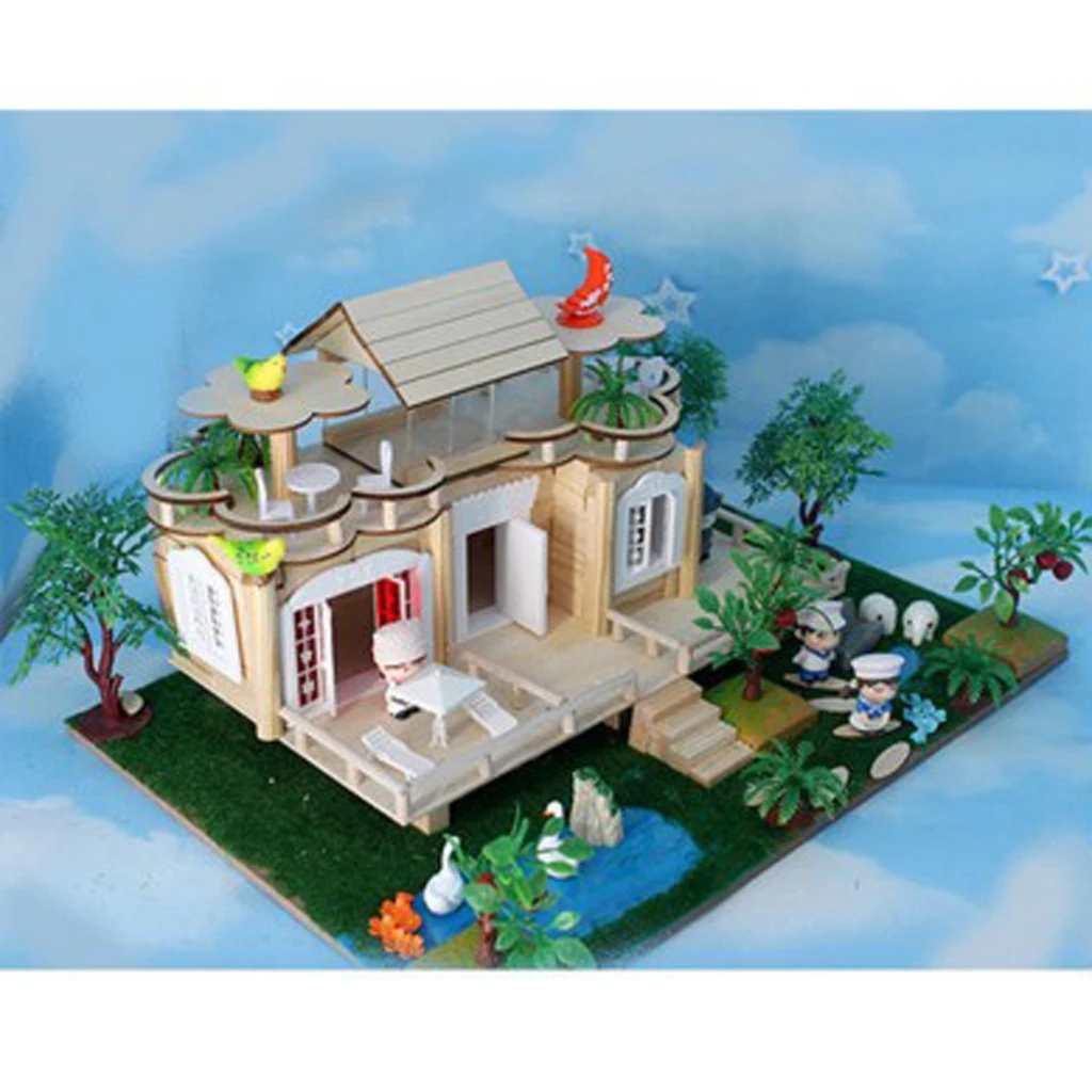 Handcrafts Miniature Project DIY Dolls House Castle Garden Building Model Toy Kids Play Fun & Early Learning Birthday Gift