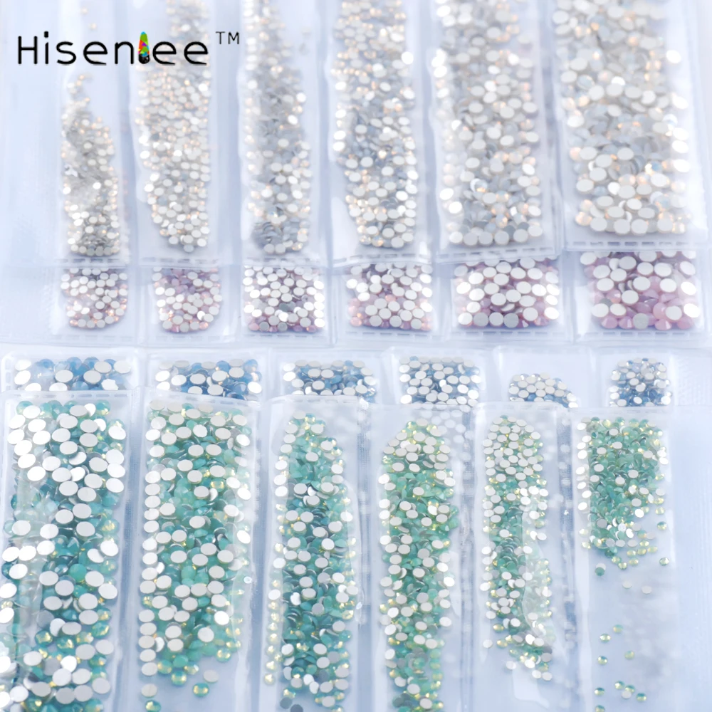 Hisenlee, ss3-ss10, 6 размеров, белый, голубой, розовый, зеленый опал, стразы для маникюра, 3D украшения для ногтей, драгоценные камни