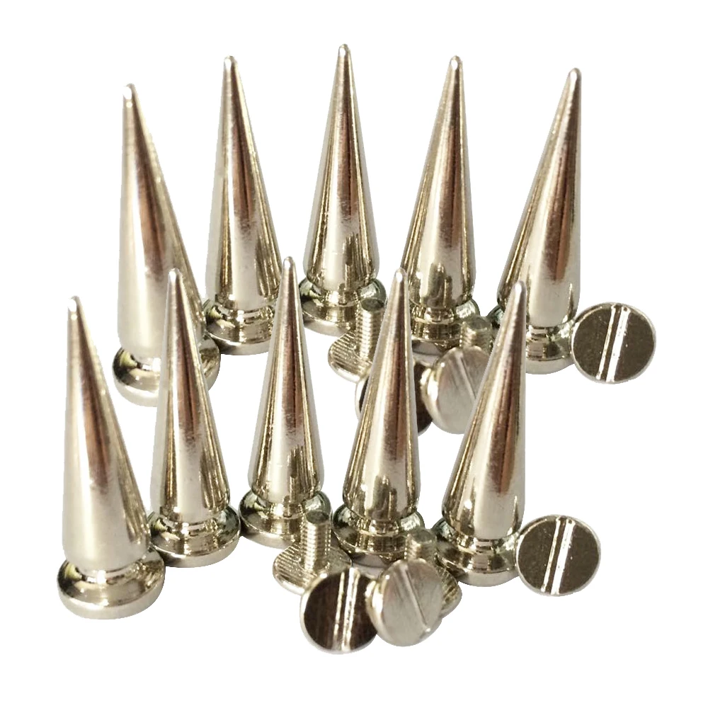  20 Sets Skull Cone Studs Rivets Punk Rock Spikes Shoes Bag DIY Leather Craft Silver
