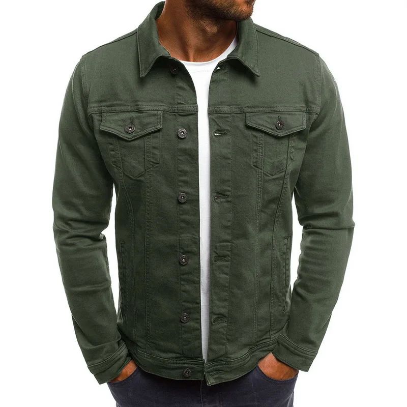 

Brand Denim Jacket Men Fashion Autumn Slim Jackets Mens Casual Denim Coats Turn-down Collar Streetwear 2019 Solid Jeans Jackets
