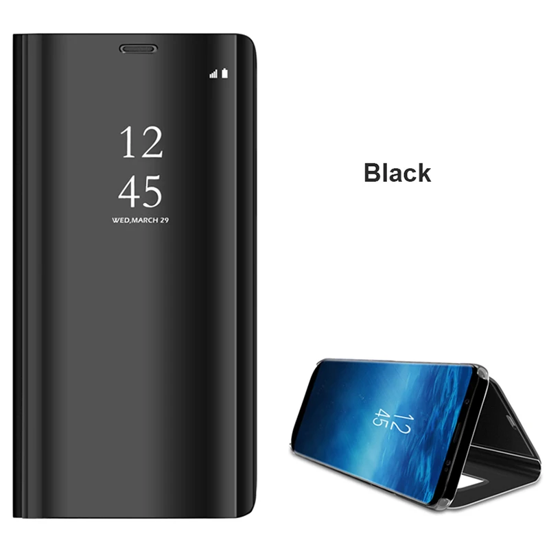 Black Умный зеркальный флип-чехол для huawei P20 Коврики 20 Lite 10 Pro P10 P8 P9 Honor 10 8X9 8 7A 7C P Smart Y7 Y6 Y5 Prime Y9 - Цвет: Black