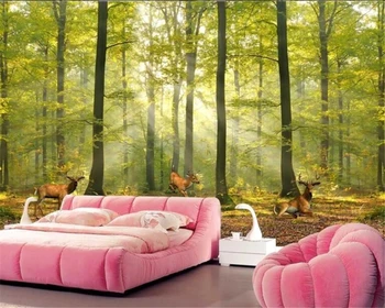 

beibehang HD Custom Norwegian Forest Elk Photo Mural Wallpaper Sofa Background Wall papel de parede 3d wallpaper for walls 3 d
