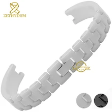 Ceramic watchband Concave interface women’s watch strap small bracelet wristwatches band 12mm white black watch belt for AK1314
