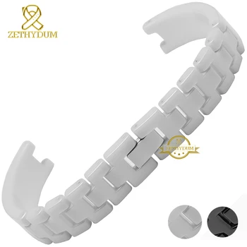 

Ceramic watchband Concave interface women's watch strap small bracelet wristwatches band 12mm white black watch belt for AK1314