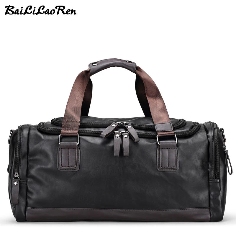 BaiLiLaoRen Men Travel Bags Large Capacity Male Hand Luggage Duffle Bag Soft Leather Travel Handbags Weekend Casual Shoulder Bag BaiLiLaoRen Men Travel Bags Large Capacity Male Hand Luggage Duffle Bag Soft Leather Travel Handbags Weekend Casual Shoulder Bag