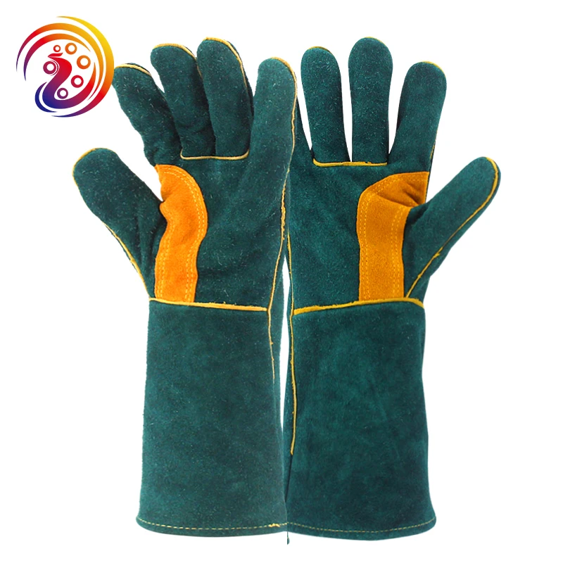 OLSON DEEPAK Men's Welding Gloves Cow Split Leather Long Welders BBQ