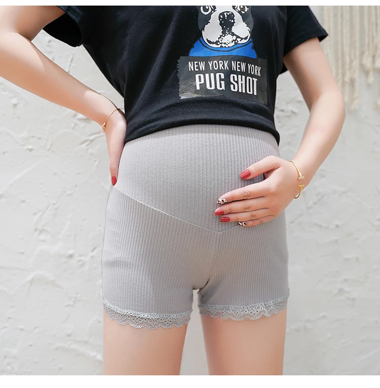 Летние брюки для беременных женщин с регулируемой талией, неровные кружевные лоскутные трикотажные растянутые легинсы, шорты для беременных