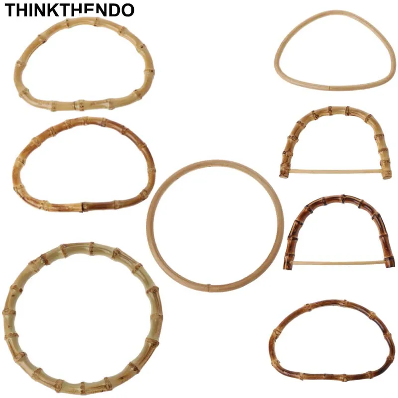 1Pc D / Round shape Bamboo Handle for Handmade Handbag DIY Tote Purse Frame Making Bag Hanger