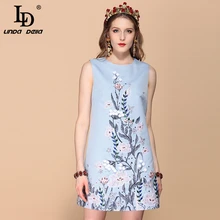 Женское платье мини LD LINDA DELLA подиумное без рукавов с цветочным