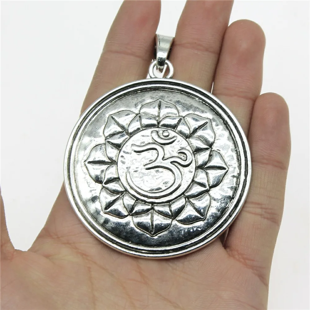 

WYSIWYG Jewelry Making DIY Handmade Craft Charms 2pcs/lot Antique Silver Color 61x77mm Buddhist Lotus Pendant