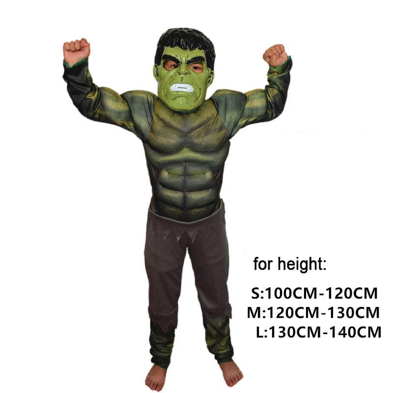 

Boys Muscle Super Hero Captain America Costume SpiderMan Batman Hulk iron-man Thor Cosplay for Kids gifts Children's Day