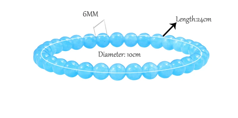 Натуральный синий зеленый желтый халцедон Камень бусины браслет 6 мм Гладкая бусина йога баланс бисера браслеты модные унисекс ювелирные изделия