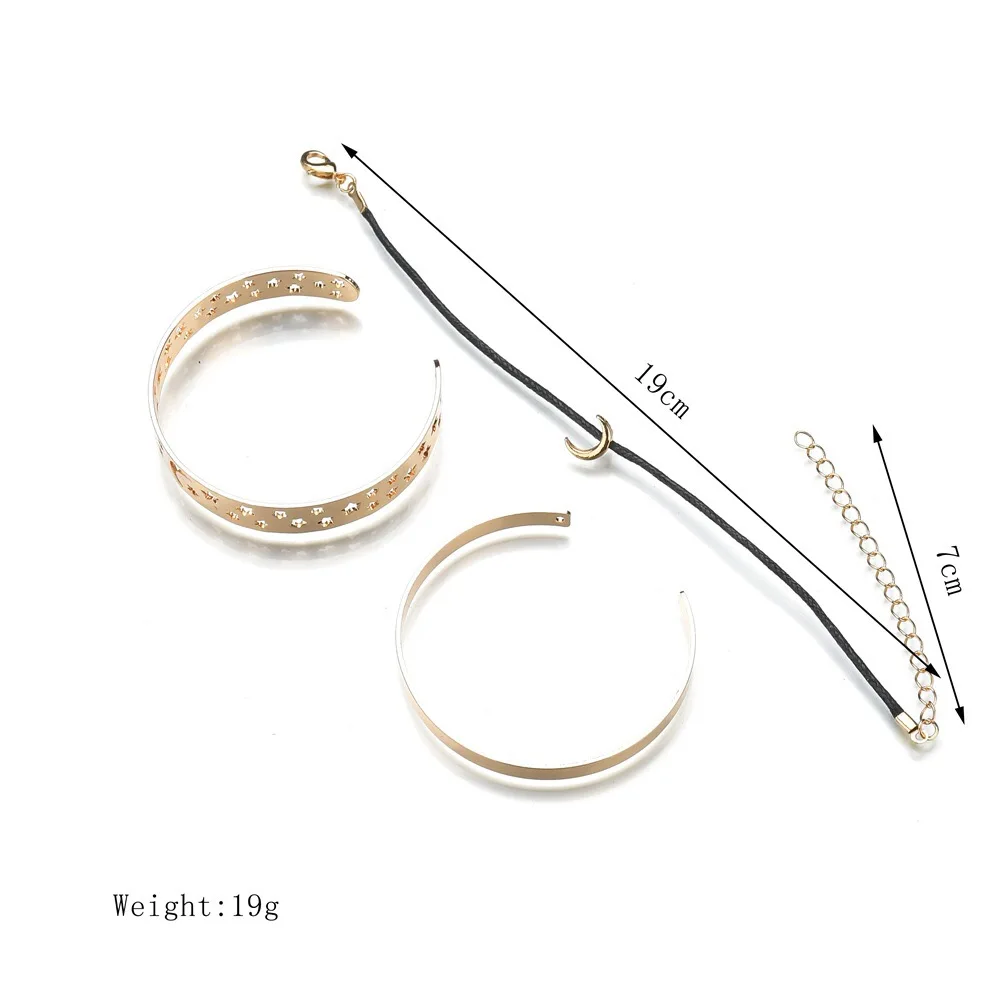 European and American Explosion Star Moon Bracelet Natural Retro Hollow Wax Rope Three Layer Women's Bracelet (11)