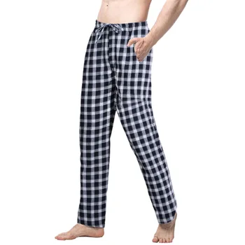 

Spring 2020 Sleep Bottoms Men Fashion Plaid Printed Loose Trousers Casual Sleepwear Sexy Pajamas Pants Male Simple Pajama Pants