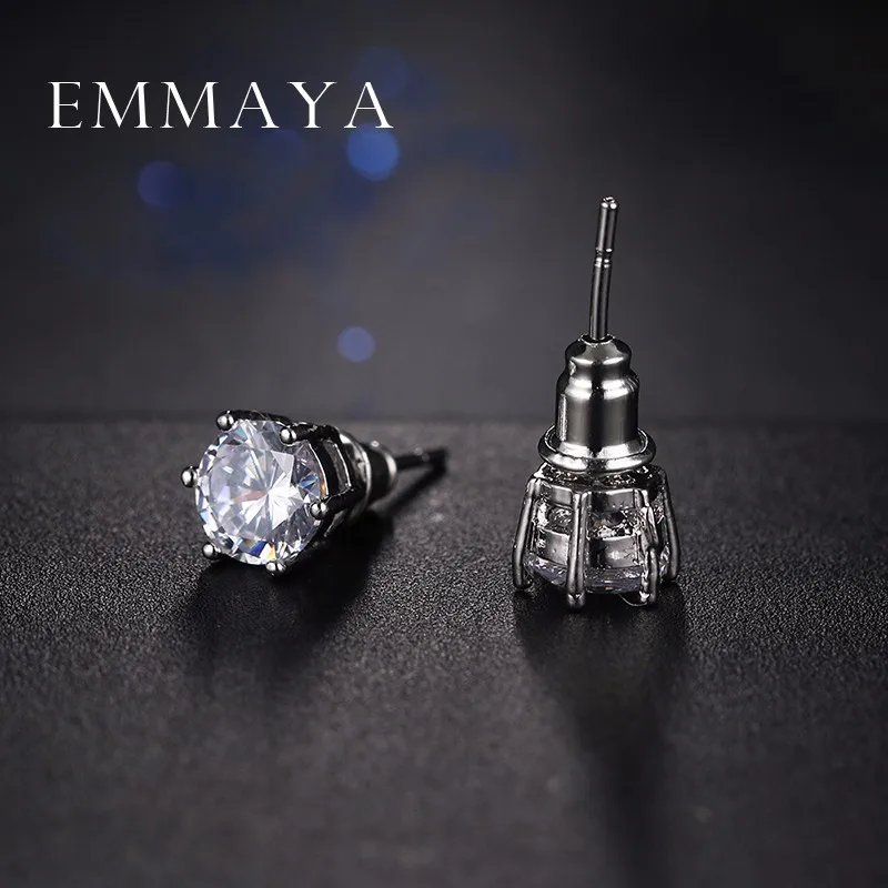 Emmaya, новинка, серьги с белым кристаллом и цирконием, круглые серьги-гвоздики для женщин, модные ювелирные изделия с кристаллами