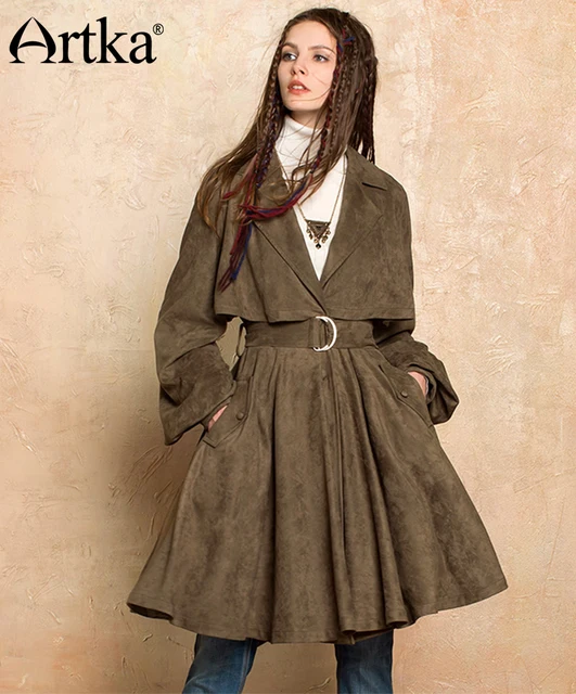 ARTKA Jesień Kobiety Trench Latarnia Rękawem damska Długi Trench 2018 Zamszowy Płaszcz Elegancki Wykop Kobiet Loose Znosić WA10272Q tanie i dobre opinie Skręcić w dół kołnierz Pojedyncze piersi Suknem Pełna Poliester Elastan Spódnica Kieszenie Skrzydeł Stałe Na co dzień ARTKA Jesień Kobiety Trench Latarnia Rękawem damska Długi Trench 2018 Zamszowy Płaszcz Elegancki Wykop Kobiet Loose Znosić WA10272Q tanie i dobre opinie Skręcić w dół kołnierz Pojedyncze piersi Suknem Pełna Poliester Elastan Spódnica Kieszenie Skrzydeł Stałe Na co dzień