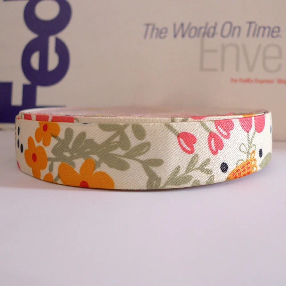 

12 Meters 25mm 1" Sublimation Printing Spring Flowers Prints Polyester Elastic Webbing