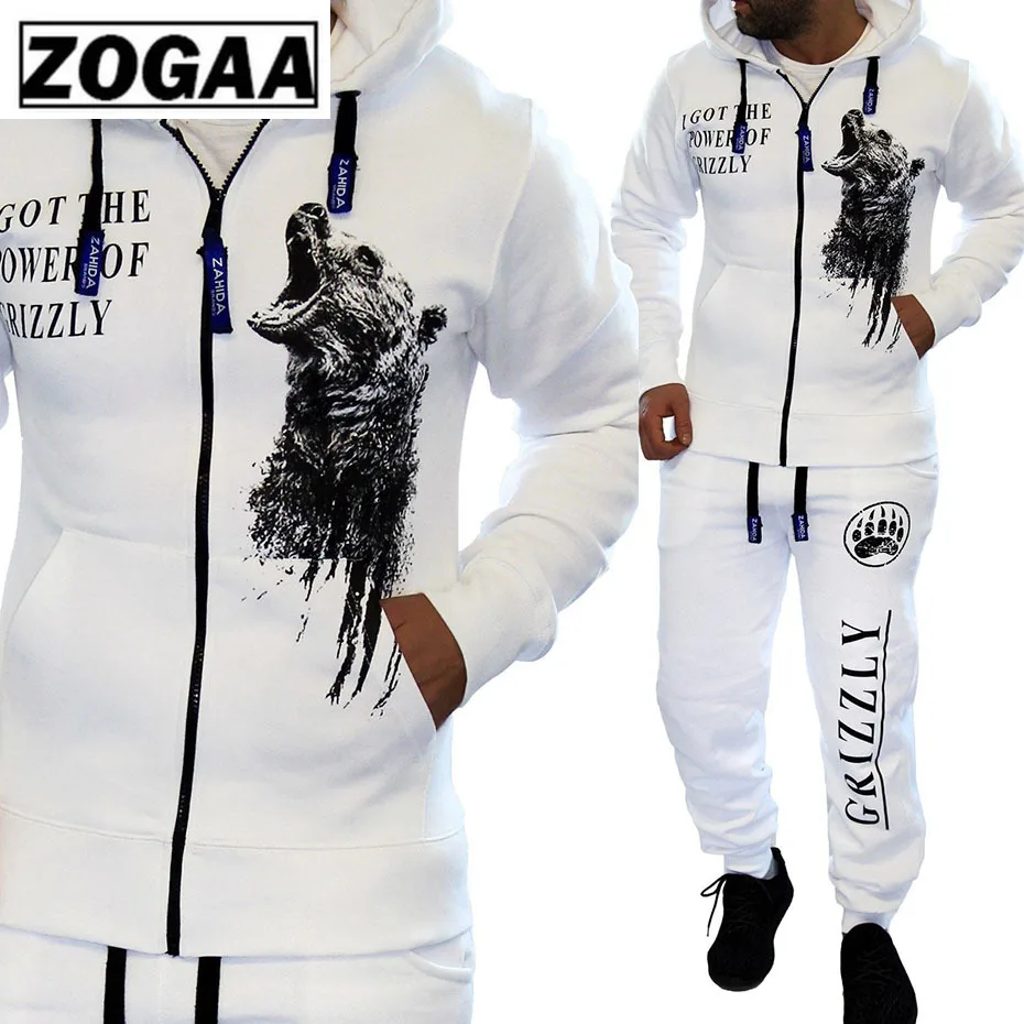 2 Pieces Long Sleeve Hoodies Pants Set ZOGAA 2019 Male Tracksuit Outdoors Suit Men's Gyms Set Casual Sportswear Suit Plus Size