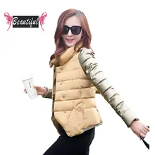 Winter short jacket women slim dtand collar long sleeve warm cotton padded coat women plus size