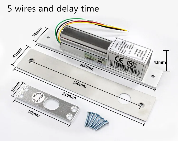 SZBestWell 2/5 провода металлический Электрический Болт замок двери Нормальная/низкая температура с задержкой времени для системы контроля доступа безопасности - Цвет: 5 Wires  delay time