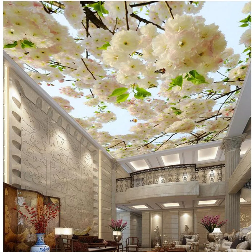 

3D Custom Murals DIY Ceiling Wallpaper Living Room Hotel Non-woven fabric Printed HD Flowers Modern Waterproof Wall Papers 311