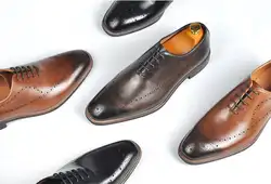 Свадебные модельные туфли Для мужчин из натуральной кожи Handnade резные Goodyear смешивания Цвет оксфорды Формальные Бизнес мужской