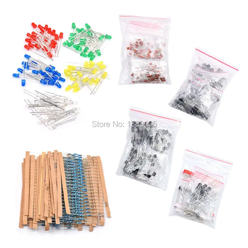 

Electronic Components Package + Variable Electrolytic Capacitors+ Ceramic Capacitors +Resistance +LED Diodes Transistor