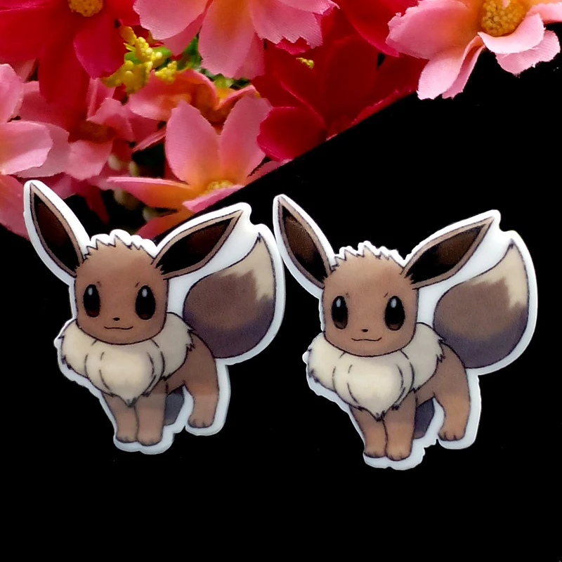 

40pcs/Lot 32x31mm Resin Flatback Japanese Character Cartoon Pokemon Go Resin Planar Eevee Resin Cabochon DIY for Handmade