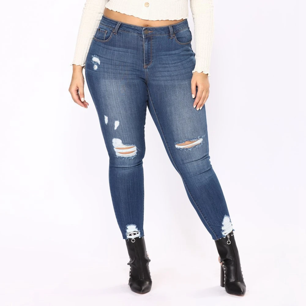 

Lguc.H Ripped Torn Women Jeans Large Size Push Up Stretch Denim Pants High Waist 2019 Woman Holes Distressed Jeans Mom Trousers
