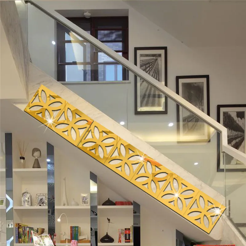 Квадратная линия талии Baseboard зеркальный фон настенные наклейки ТВ стикеры